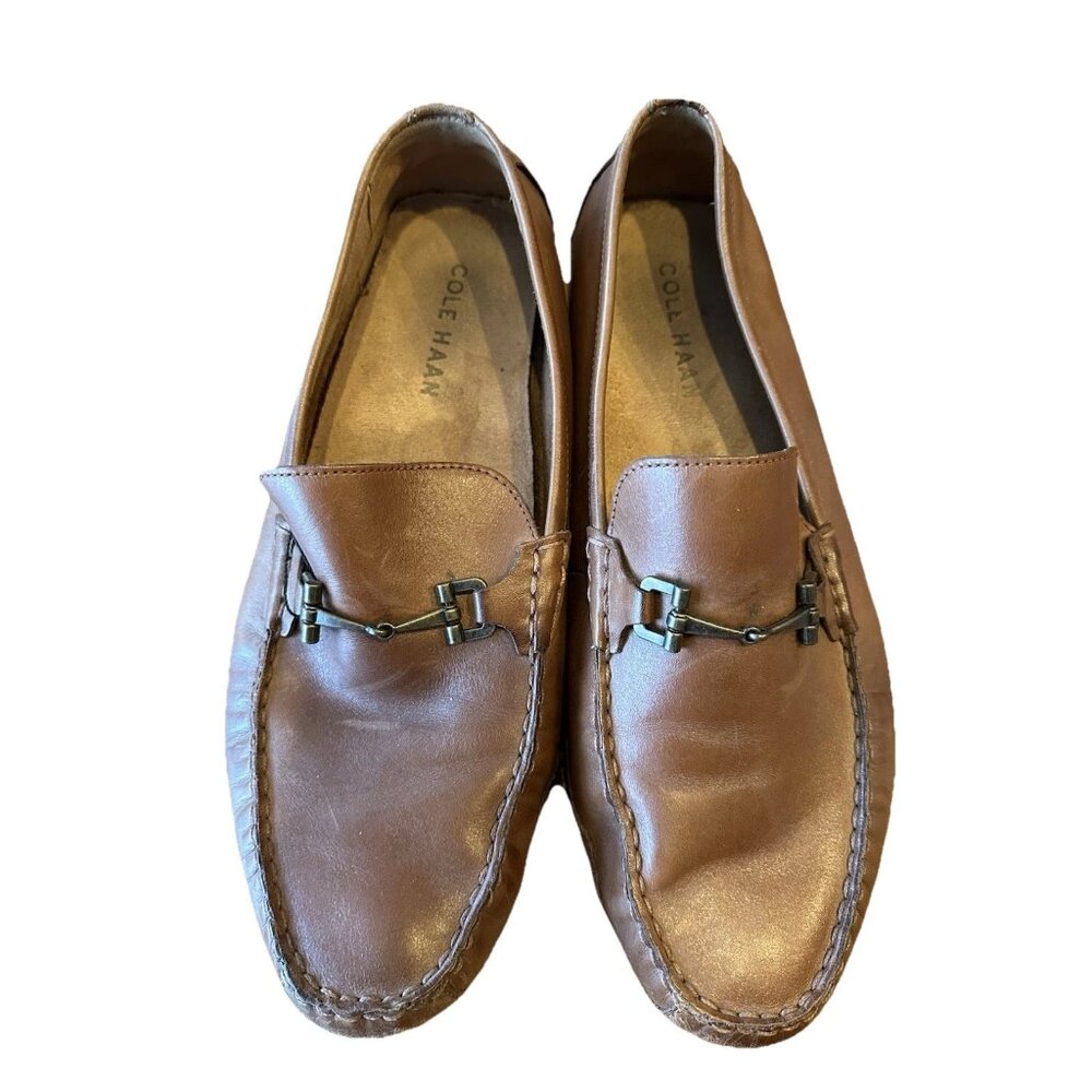 Cole Haan Men's Size 12 Brown Leather Driving Moccasin Slip-On Snaffle Bit